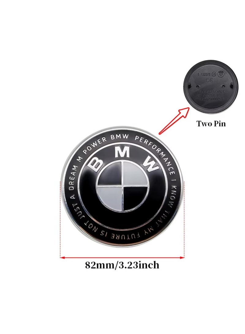 بي إم دبليو علامة شعار BMW الامامية 82mm ابيض ف اسود - Image 2
